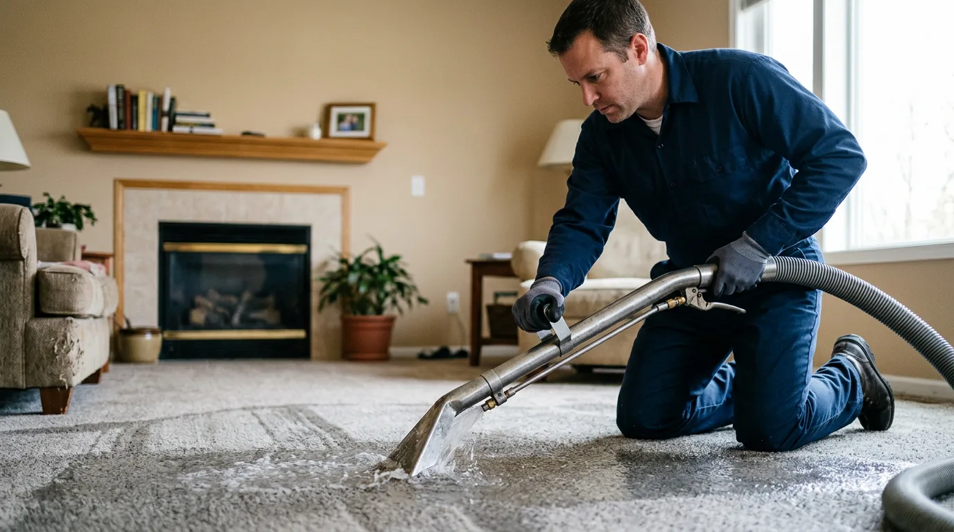 Water damage restoration technician working near Crystal Falls, MI
